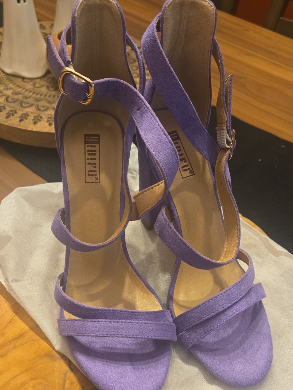 IDIFU Lavender Suede Strappy Heels
